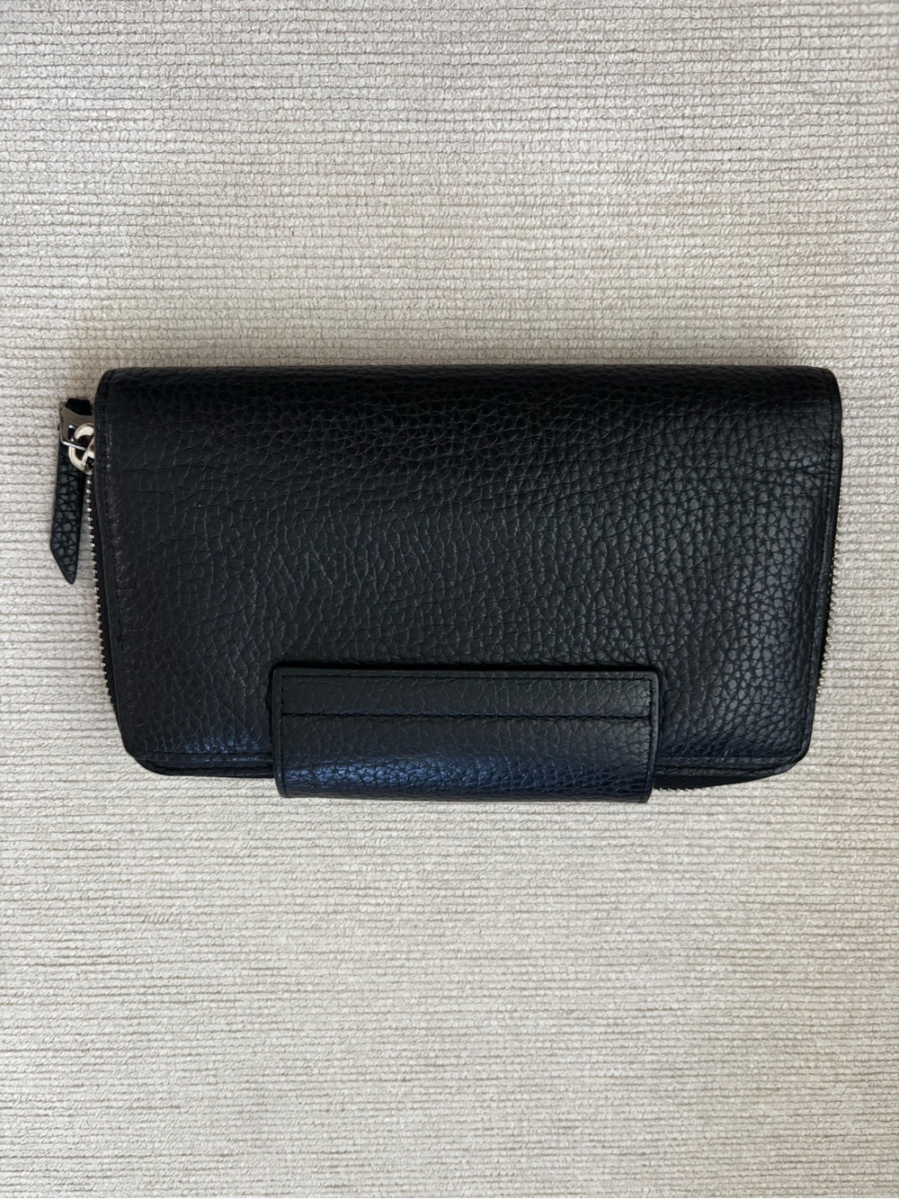 All Saints Black Pebbled Leather Wallet